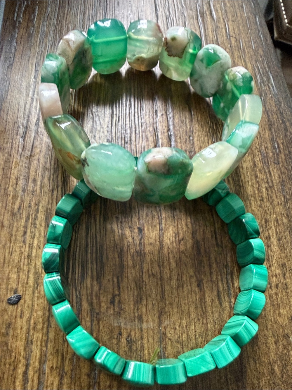 Green Beaded Gemstone Stretch Bracelet Set